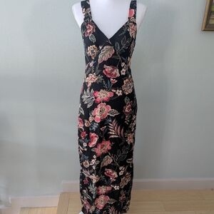 NEW Jessica Simpson Rosalyn Long Slip Dress  Size Small/Medium Black Floral 160